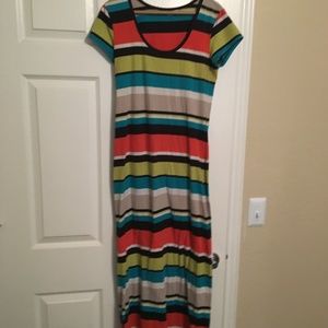 Stripped Cotton Maxi Dress-XL-